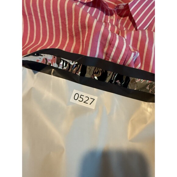 Chaps Pink Striped Button Up Shirt 3X XXXL Collared 3/4 Sleeve Top White Casual - Picture 11 of 11